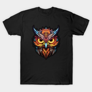 Colorful Owl Starring into the Abyss T-Shirt